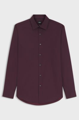 Regular-fit shirt in easy-iron stretch-cotton dobby, Light Red