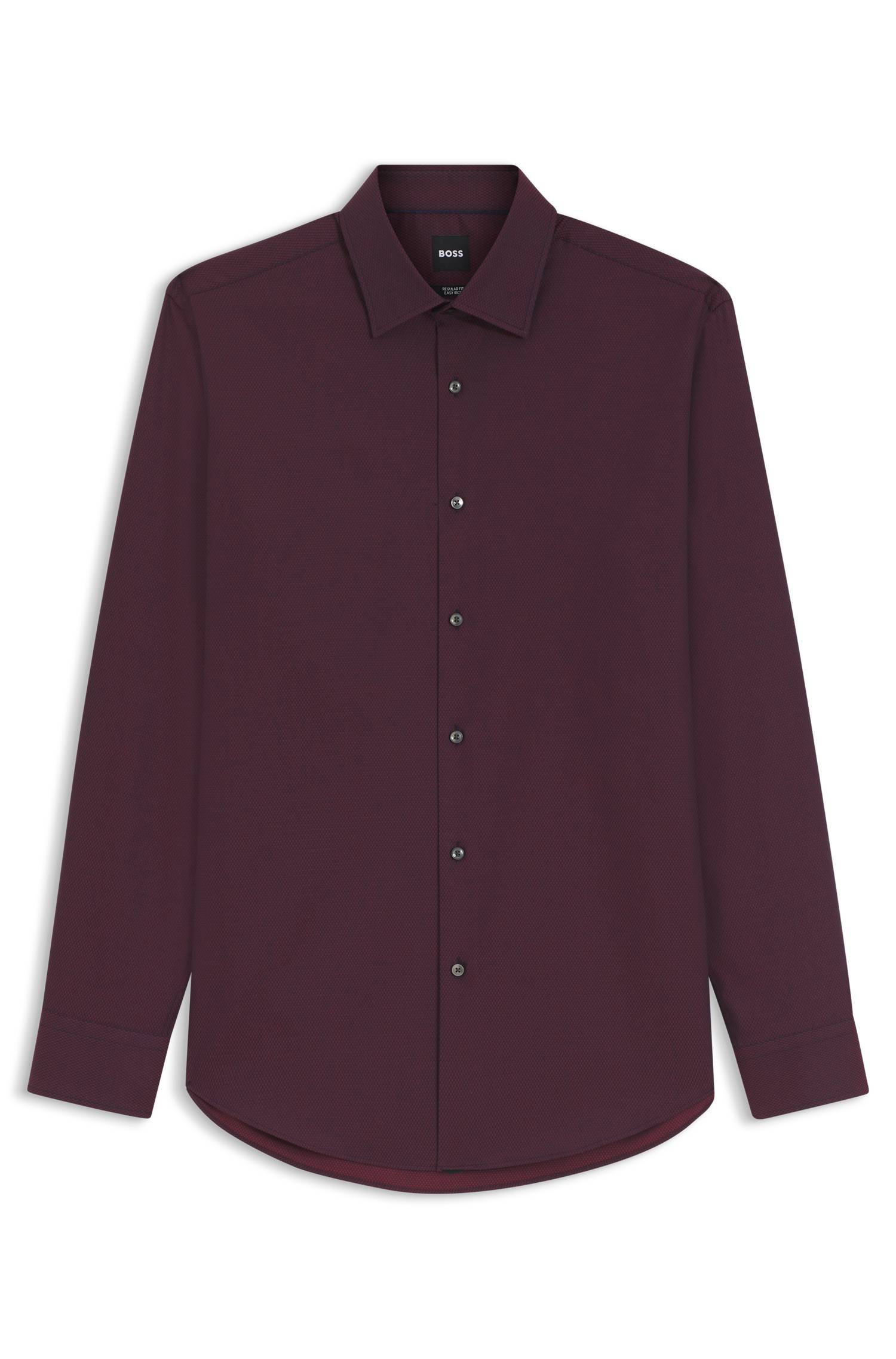 Boss Regular-fit shirt in easy-iron stretch-cotton dobby skjortor & blusar herr – bild 4