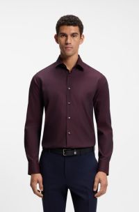 Regular-fit shirt in easy-iron stretch-cotton dobby, Light Red