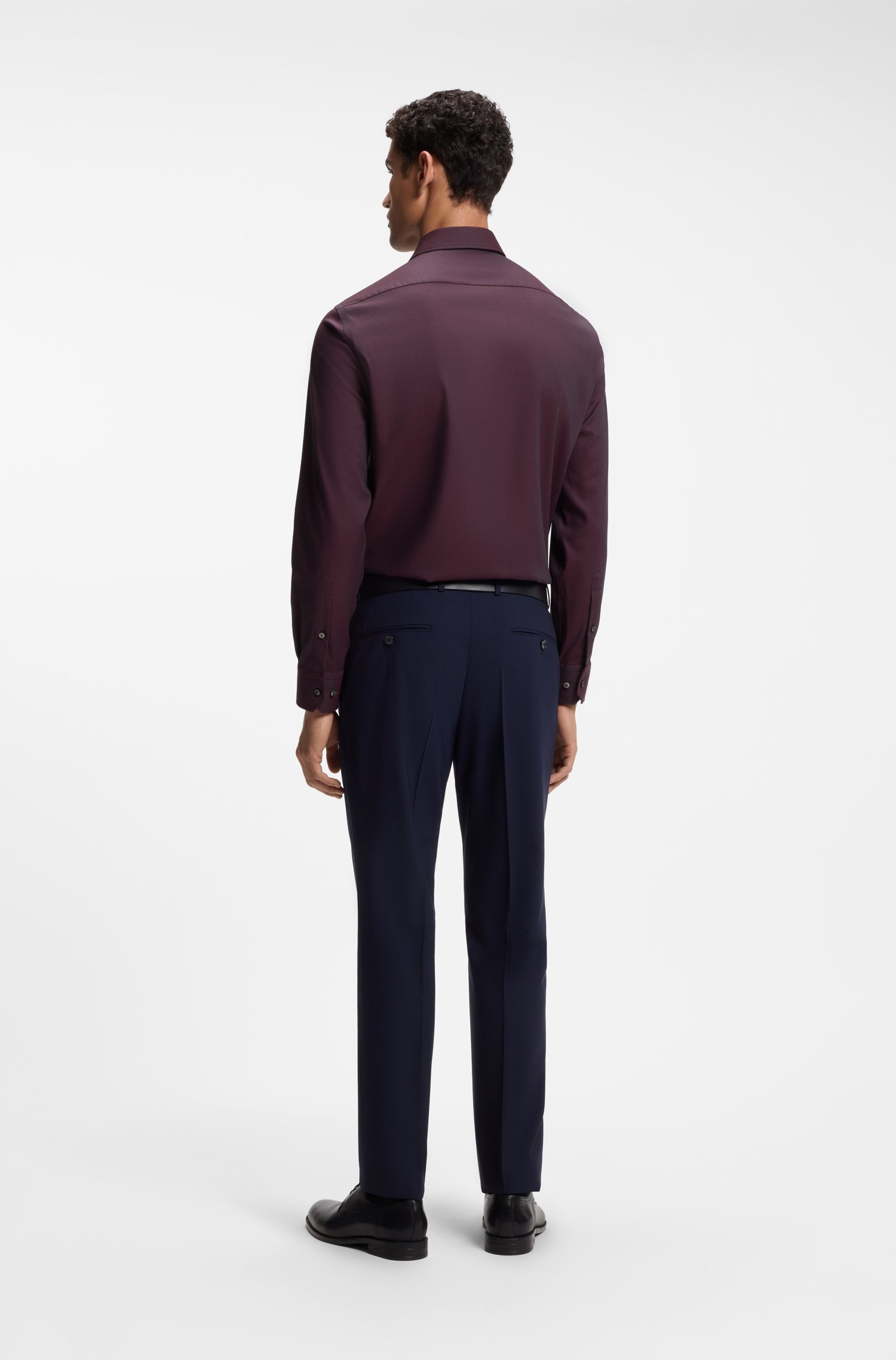 Boss Regular-fit shirt in easy-iron stretch-cotton dobby skjortor & blusar herr – bild 3