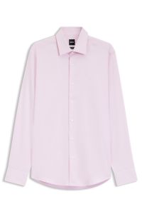Regular-fit shirt in easy-iron stretch-cotton dobby, light pink