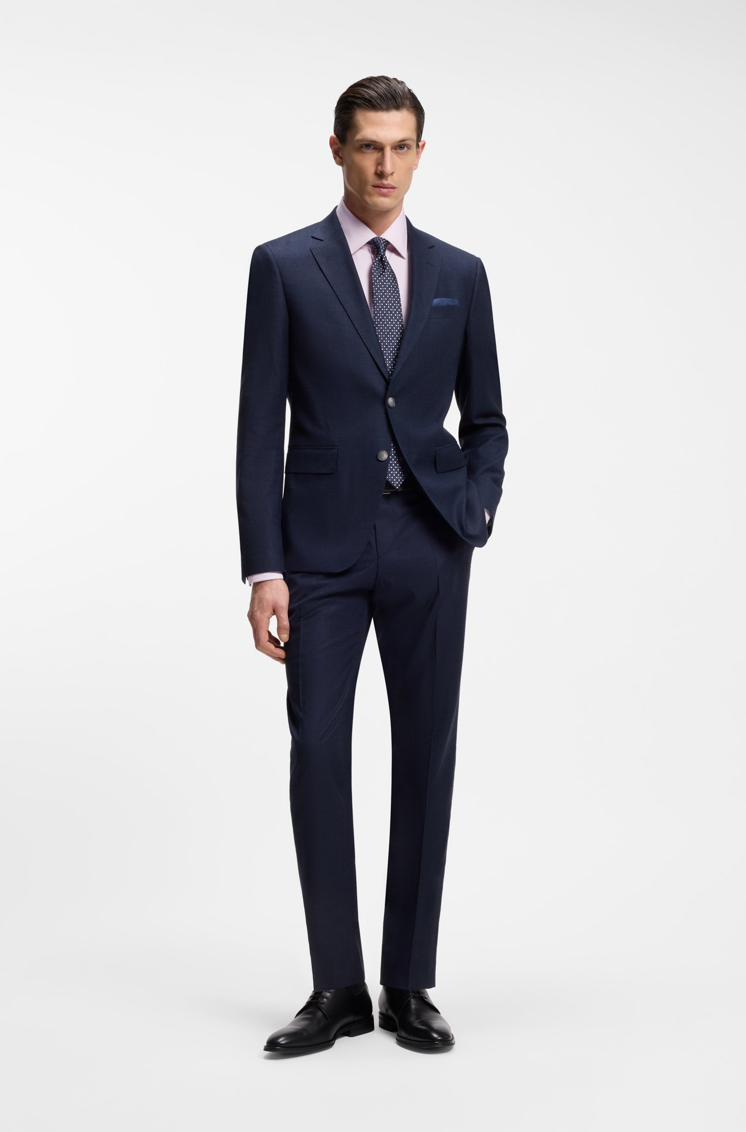 Boss Regular-fit shirt in easy-iron stretch-cotton dobby skjortor & blusar herr – bild 2