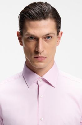 Regular-fit shirt in easy-iron stretch-cotton dobby, light pink