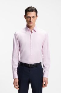 Chemise Regular en coton stretch rati&egrave;re facile &agrave; repasser, Rose clair