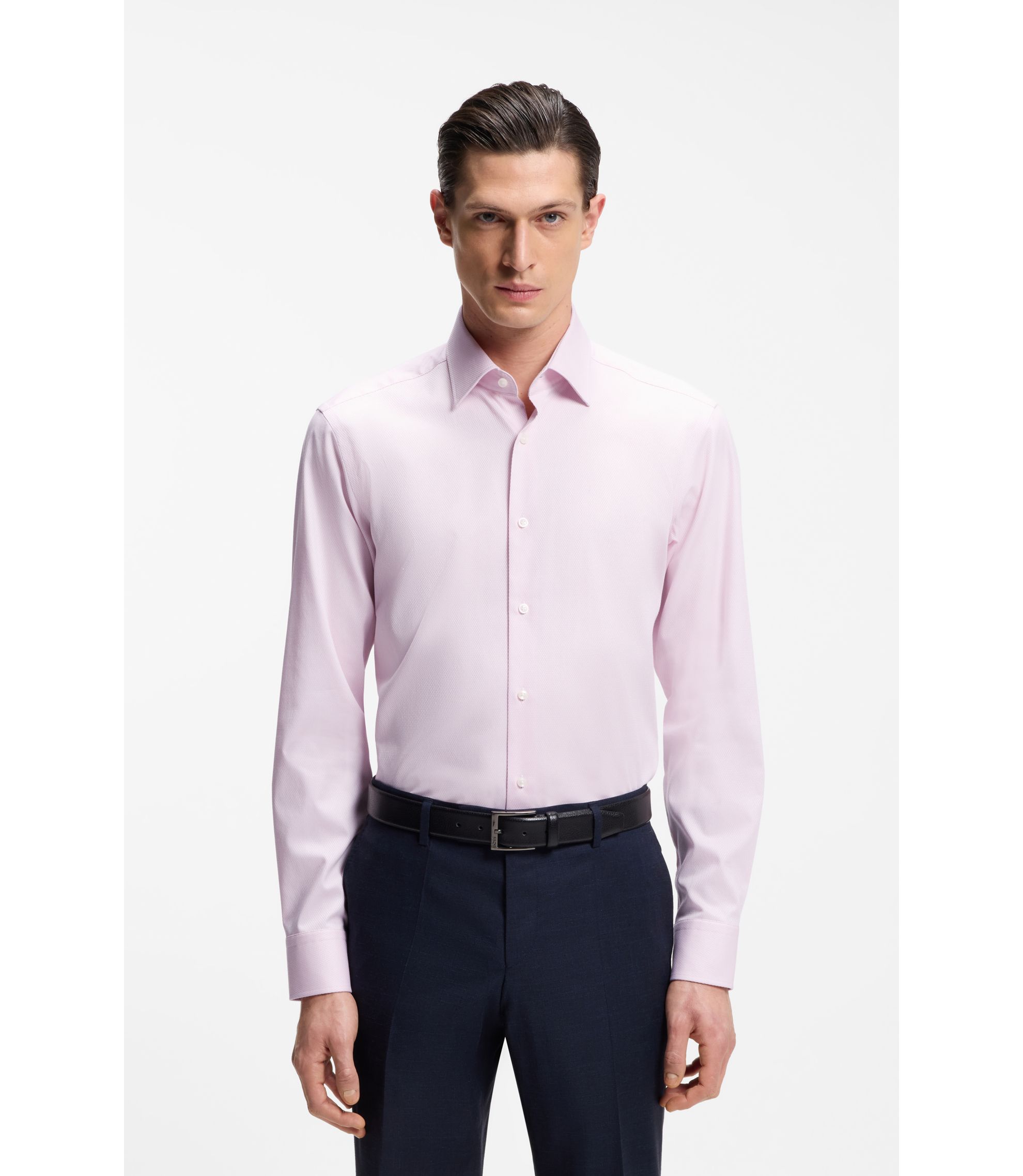 Regular-Fit Hemd aus bügelleichter Stretch-Baumwolle