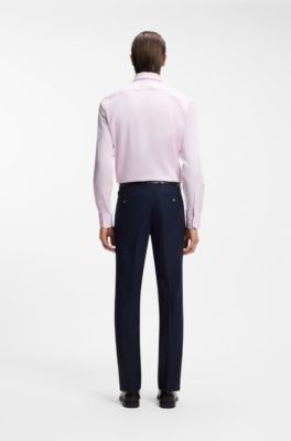 Camicia regular fit in dobby di cotone elasticizzato facile da stirare, Rosa chiaro