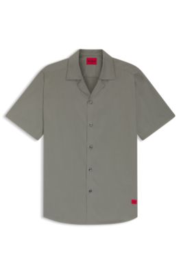 Relaxed-fit shirt in cotton poplin, Dark Grey