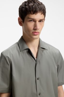 Relaxed-fit shirt in cotton poplin, Dark Grey