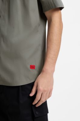 Camicia relaxed fit in popeline di cotone, Grigio scuro