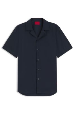 Relaxed-fit shirt in cotton poplin, Dark Blue