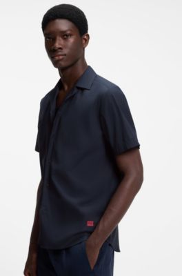 Relaxed-fit shirt in cotton poplin, Dark Blue