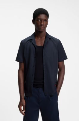 Relaxed-fit shirt in cotton poplin, Dark Blue