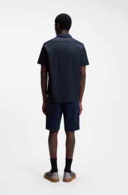 Camicia relaxed fit in popeline di cotone, Blu scuro