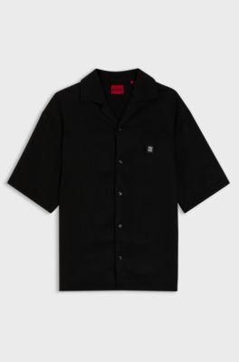 Oversize fit-skjorta med logodetalj, Svart