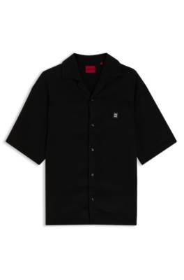 Hugo Oversized-fit shirt with stacked-logo trim casual skjortor herr – bild 4
