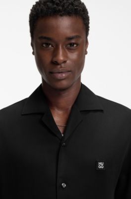 Oversize fit-skjorta med logodetalj, Svart