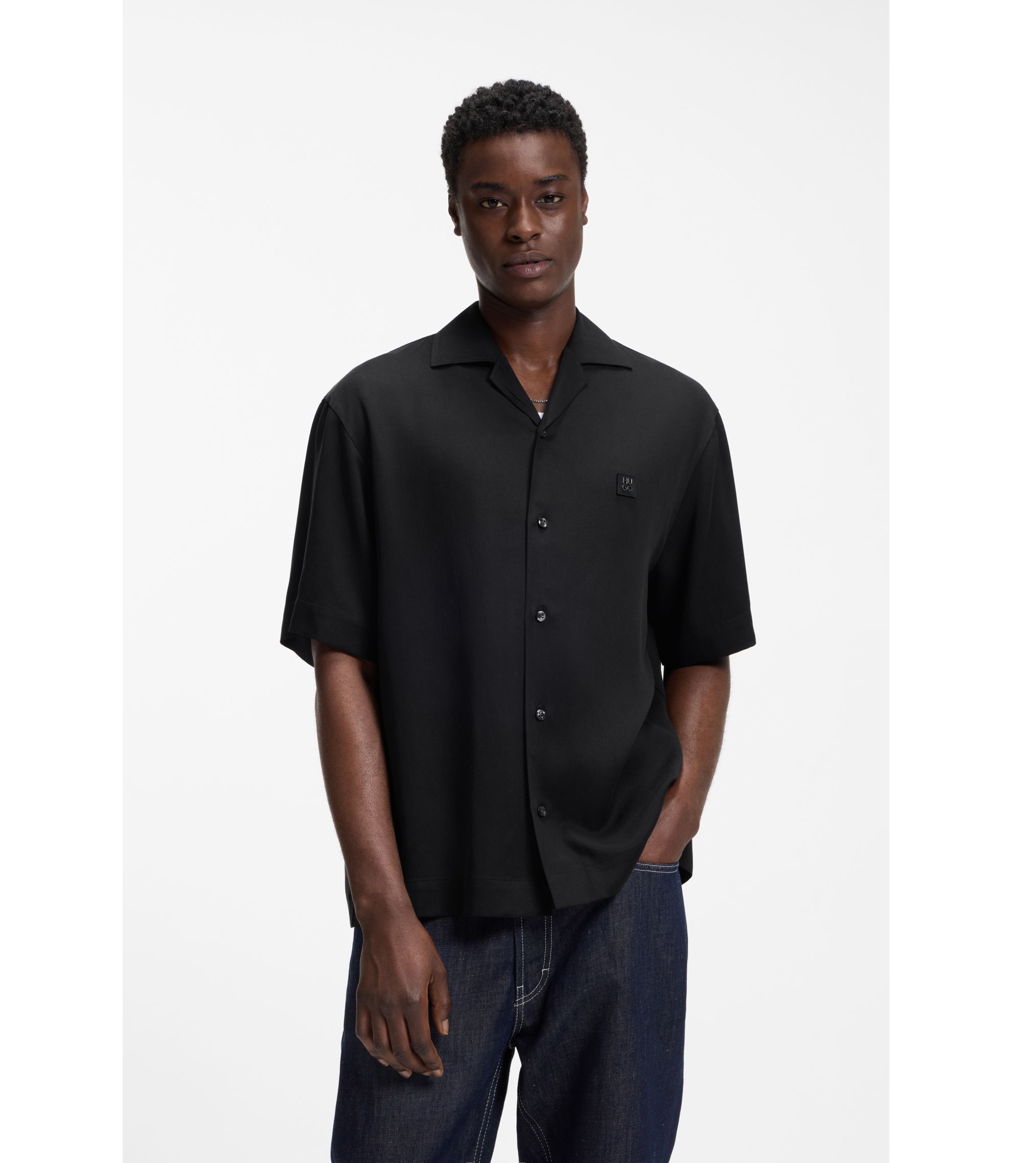 Oversized-Fit Hemd mit Stack-Logo-Besatz