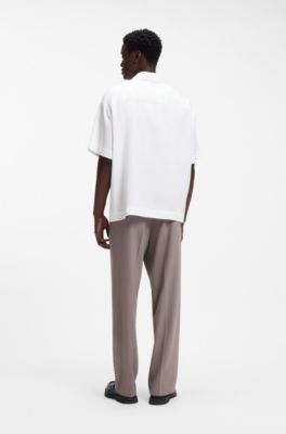 Oversized-fit shirt with stacked-logo trim, White