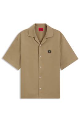 Hugo Oversized-fit shirt with stacked-logo trim overshirts herr – bild 4