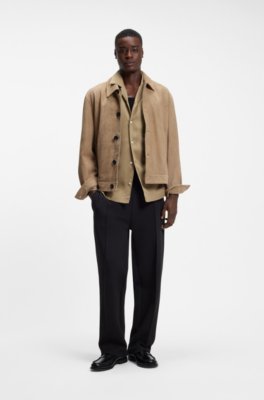 Hugo Oversized-fit shirt with stacked-logo trim overshirts herr – bild 2