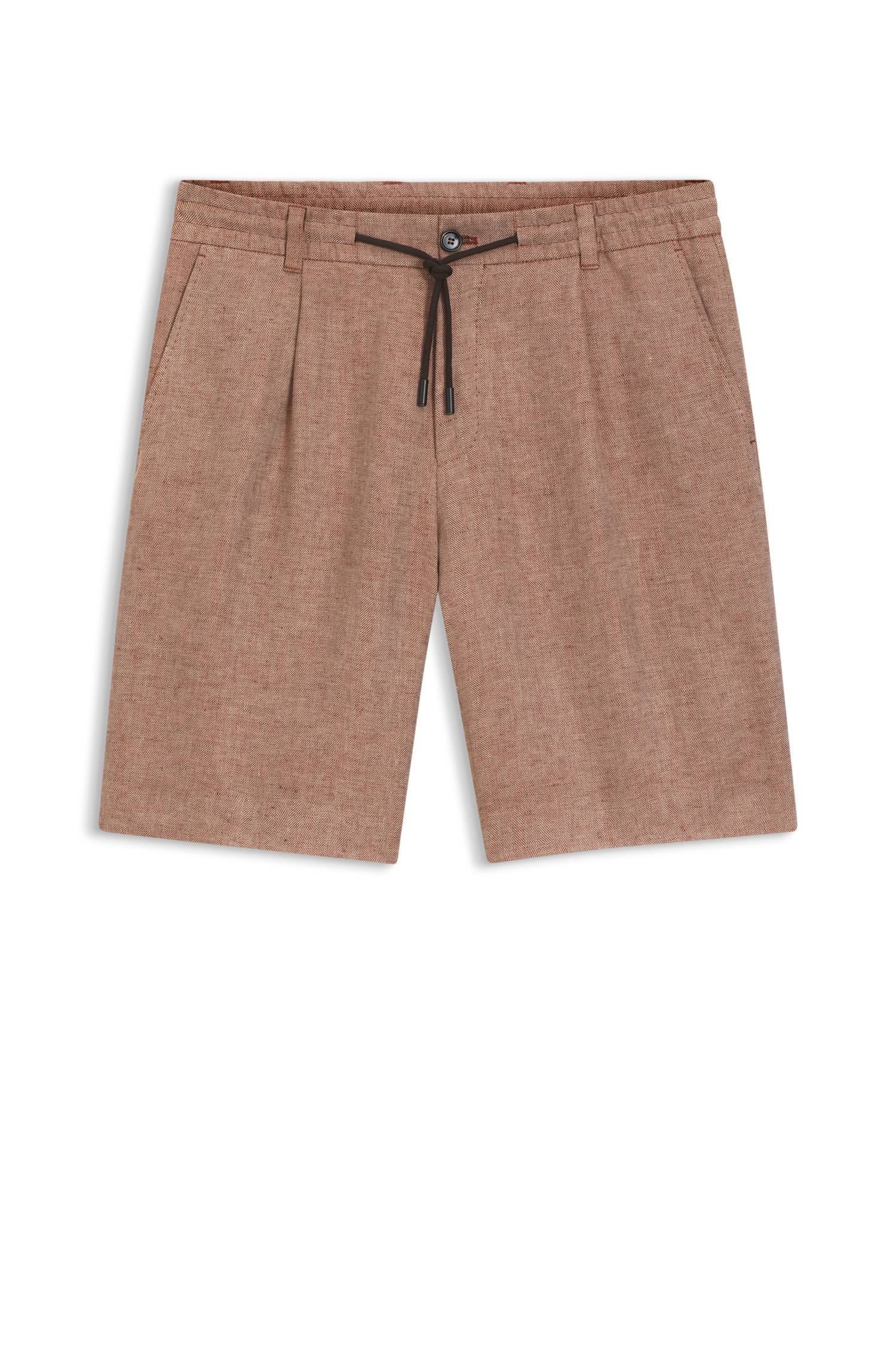 Boss Tapered-fit shorts in herringbone linen – bild 4