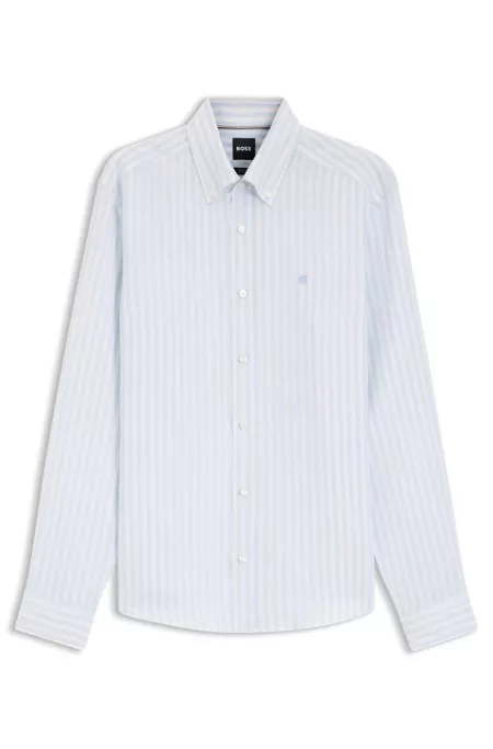 Regular-fit shirt in striped linen