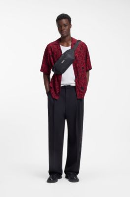 Oversized-fit shirt with digital print, Red Patterned