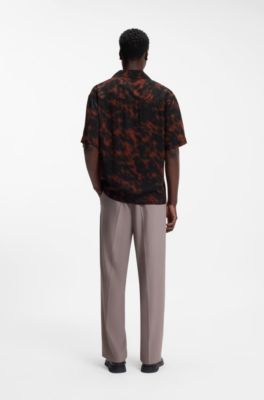 Oversized-fit shirt with digital print, Black Patterned