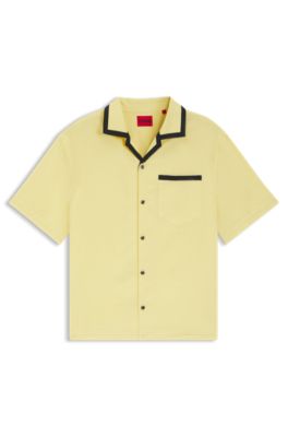 Oversized-fit shirt in linen and cotton, Yellow