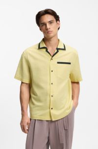 Oversized-fit shirt in linen and cotton, Yellow