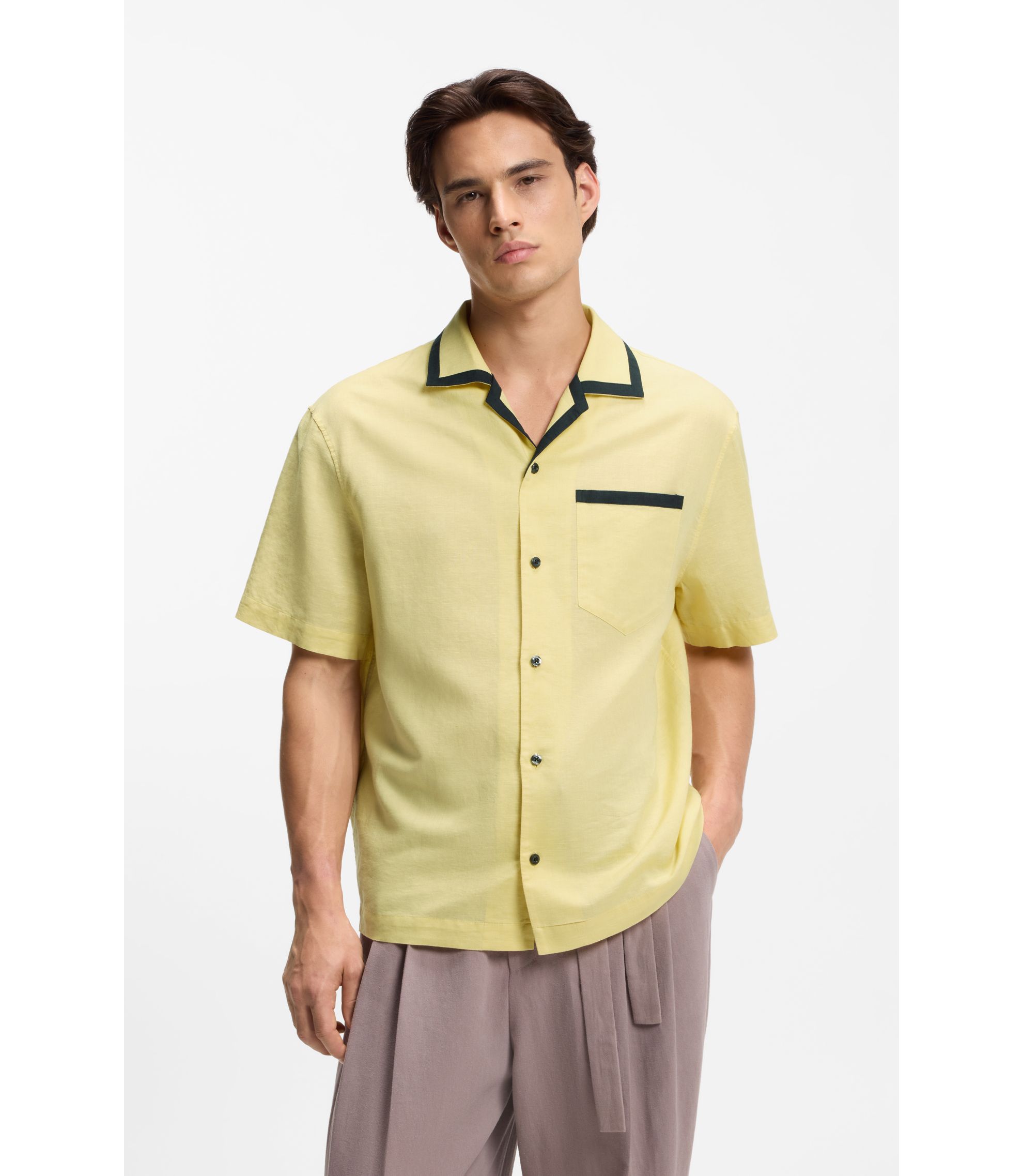 Oversized-Fit Hemd aus Leinen und Baumwolle