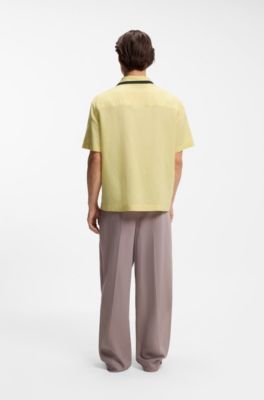 Oversized-fit shirt in linen and cotton, Yellow