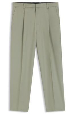 HUGO - Straight-fit trousers in a superflex wool blend - Light Green