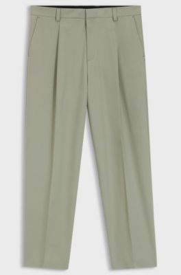 Pantalon coupe droite en laine m&eacute;lang&eacute;e tr&egrave;s souple, Chaux