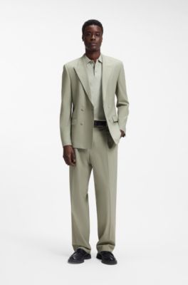 Pantaloni straight fit in misto lana super flessibile, Calce