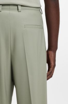 Pantalon coupe droite en laine m&eacute;lang&eacute;e tr&egrave;s souple, Chaux