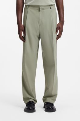 Pantaloni straight fit in misto lana super flessibile, Calce