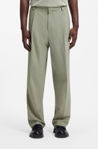 Straight-fit trousers in a superflex wool blend, Light Green