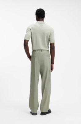 Pantaloni straight fit in misto lana super flessibile, Calce