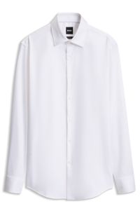 Slim-fit shirt in easy-iron cotton twill, White