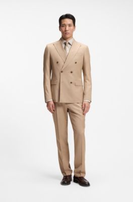 Slim-fit shirt in easy-iron cotton twill, Beige