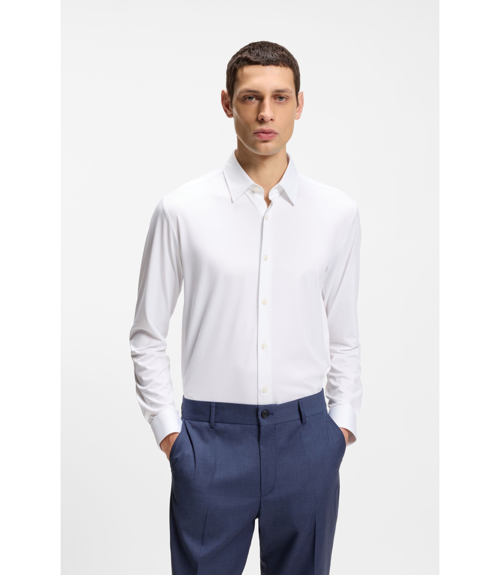 Slim-Fit Hemd aus strukturiertem Performance-Stretch-Gewebe