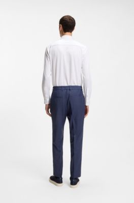 Slim-fit shirt in structured performance-stretch fabric, White