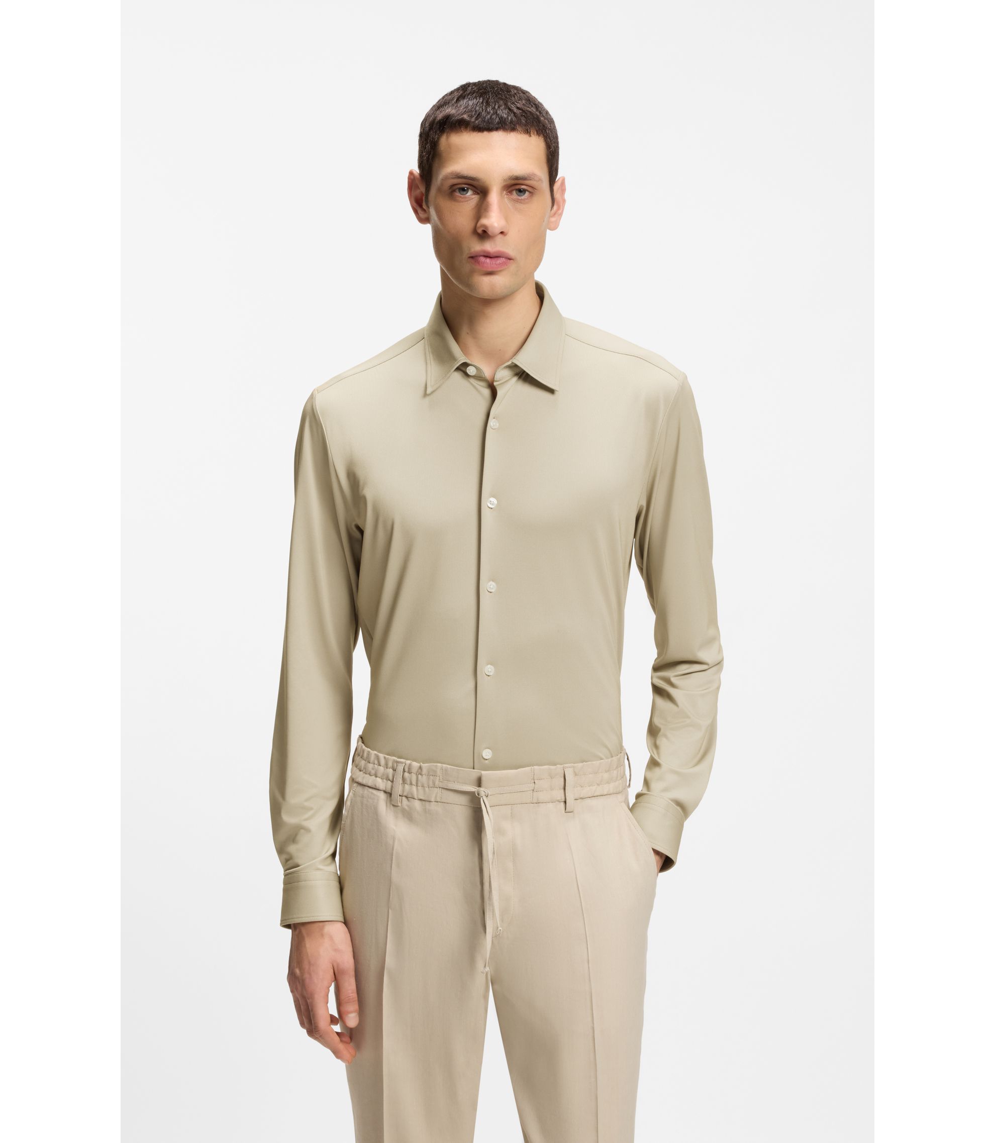 Slim-Fit Hemd aus strukturiertem Performance-Stretch-Gewebe