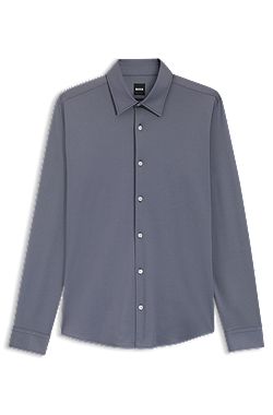 Slim-fit shirt in structured performance-stretch fabric