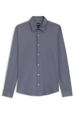 Slim-fit shirt in structured performance-stretch fabric 1