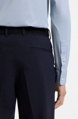 Slim-fit shirt in structured performance-stretch fabric, Light Blue