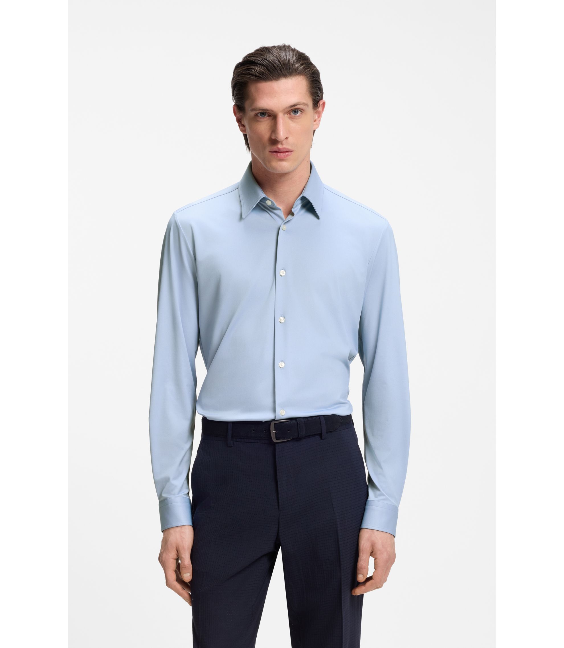 Slim-Fit Hemd aus strukturiertem Performance-Stretch-Gewebe