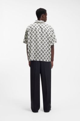 Chemise Oversize &agrave; imprim&eacute; affirm&eacute;, Blanc &agrave; motif