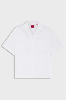 Oversized-fit shirt in structured cotton, White